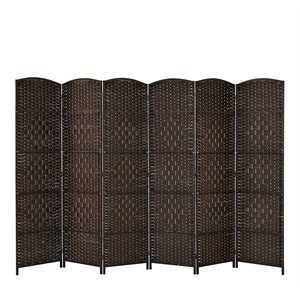 Costway 6-panel Wood and Paper Fiber Folding Room Divider in Brown