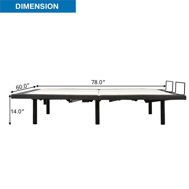 Costway Cotton Adjustable Queen Size Bed Base with Massage Modes in Black