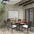 Costway 7-piece Rattan and Steel Patio Dining Set with Umbrella Hole in Brown