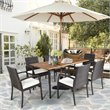 Costway 7-piece Rattan and Steel Patio Dining Set with Umbrella Hole in Brown