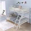 Costway Rubber Wood Twin over Full Bunk Bed with Ladder Guardrail in White