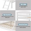 Costway Rubber Wood Twin over Full Bunk Bed with Ladder Guardrail in White