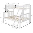 Costway Rubber Wood Twin over Full Bunk Bed with Ladder Guardrail in White