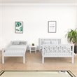 Costway Rubber Wood Twin over Full Bunk Bed with Ladder Guardrail in White