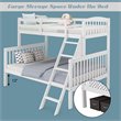 Costway Rubber Wood Twin over Full Bunk Bed with Ladder Guardrail in White