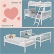 Costway Rubber Wood Twin over Full Bunk Bed with Ladder Guardrail in White