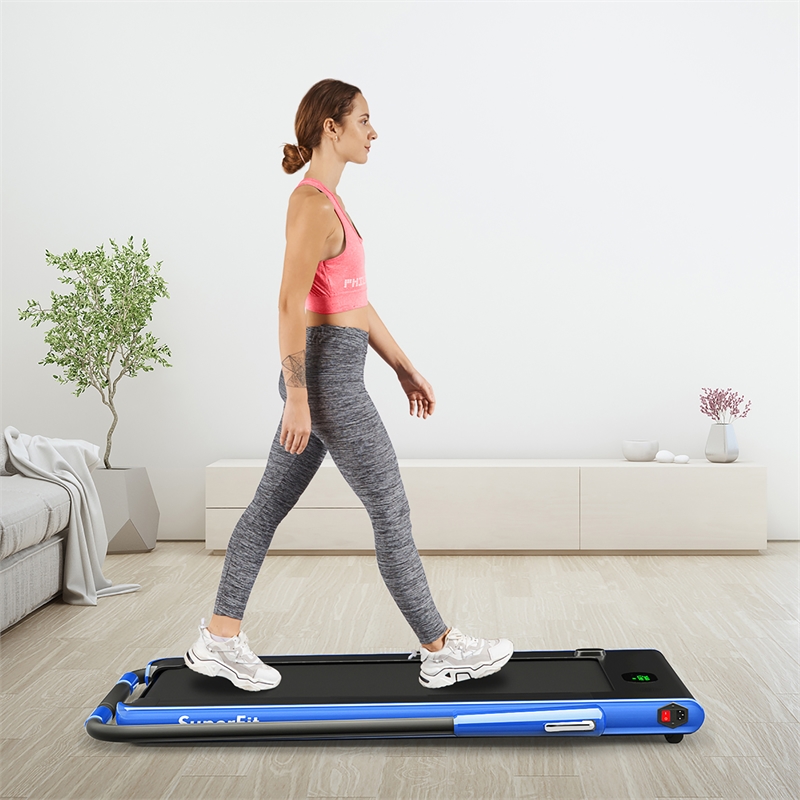 SuperFit 2.25HP 2 in 1 Navy Folding Under Desk Treadmill Remote Control Plastic