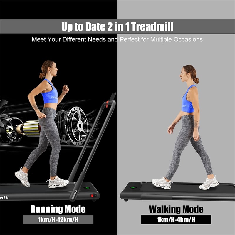 Superfit 2.25HP 2 in 1 Folding Treadmill W/ Remote Control Black Plastic