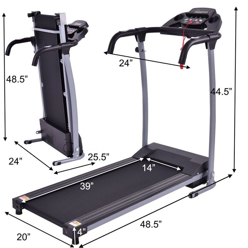 Costway 800W Folding Treadmill Electric Running Fitness Machine Black Plastic