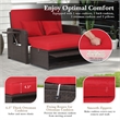 Costway Patio Rattan Daybed Lounge Red