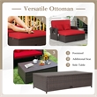 Costway Patio Rattan Daybed Lounge Red