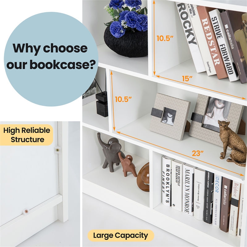 Costway 3-tier Open Bookcase 8-Cube White