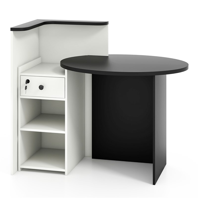 Costway Front Reception Counter Desk Checkout Office Desk Black