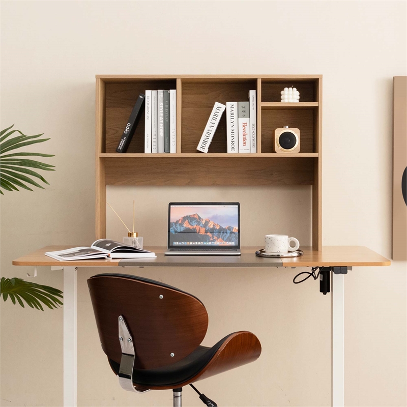 Costway Computer Desktop Bookcase Countertop Storage Bookshelf  Natural