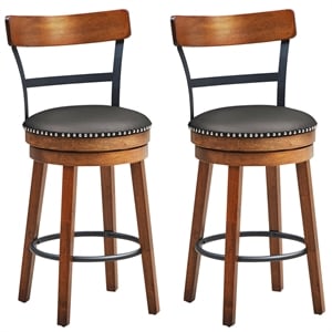Costway Set of 2 BarStool 25.5'' Swivel Counter Height Dining Chair