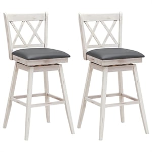 Costway Set of 2 Barstools Swivel Bar Height Chairs White