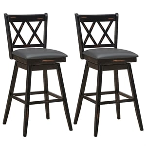 Costway Set of 2 Barstools Swivel Bar Height Chairs Black