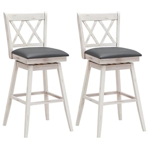 Costway Set of 2 Barstools Swivel Counter Height Chairs White