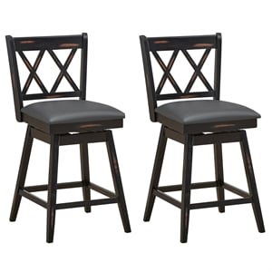 Costway Set of 2 Barstools Swivel Counter Height Chairs Black