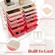 Costway Plastic 12 Drawers Rolling Cart Mutlicolor Studio Organizer Bins  Pink