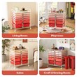Costway Plastic 12 Drawers Rolling Cart Mutlicolor Studio Organizer Bins  Pink