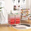 Costway Plastic 12 Drawers Rolling Cart Mutlicolor Studio Organizer Bins  Pink