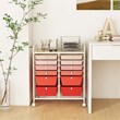 Costway Plastic 12 Drawers Rolling Cart Mutlicolor Studio Organizer Bins  Pink