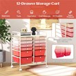 Costway Plastic 12 Drawers Rolling Cart Mutlicolor Studio Organizer Bins  Pink