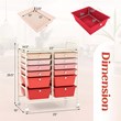 Costway Plastic 12 Drawers Rolling Cart Mutlicolor Studio Organizer Bins  Pink