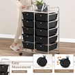 Costway 10-Drawer Storage Cart Utility Rolling Trolley Black