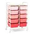 Costway 10-Drawer Storage Cart Utility Rolling Trolley Pink