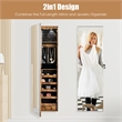 Costway Mirrored Jewelry Cabinet Jewelry Armoire w/2 LED Lights Rustic Brown