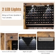 Costway Mirrored Jewelry Cabinet Jewelry Armoire w/2 LED Lights Rustic Brown