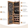 Costway Mirrored Jewelry Cabinet Jewelry Armoire w/2 LED Lights Rustic Brown
