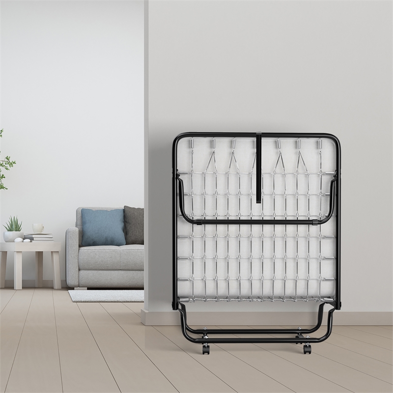 Costway Rollaway Folding Metal Bed Guest Bed Made in Italy White