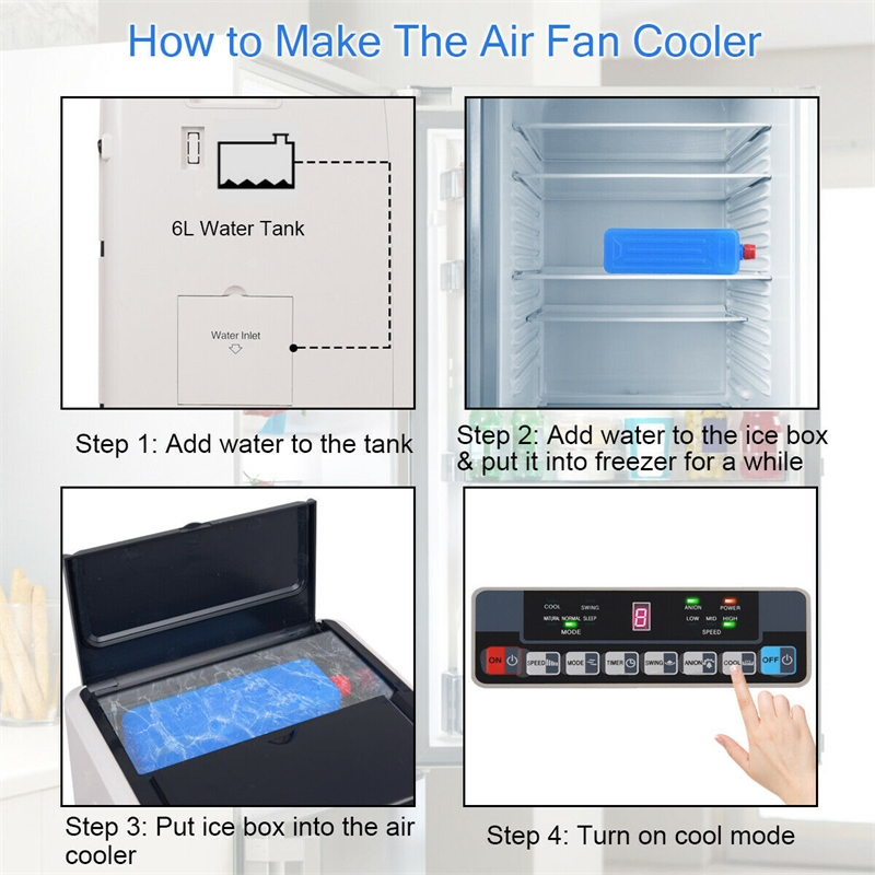 Evaporative Air Cooler Portable Fan Conditioner Cooling Black Plastic