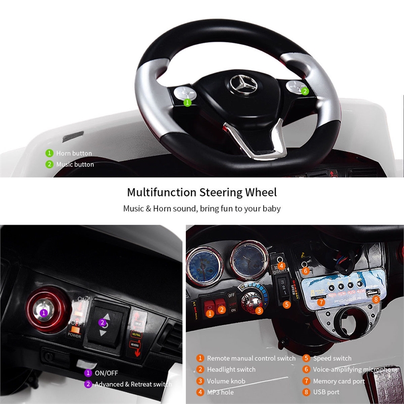 Benz ML350 6V Electric Kids Ride On Car  MP3 Remote Control White Plastic