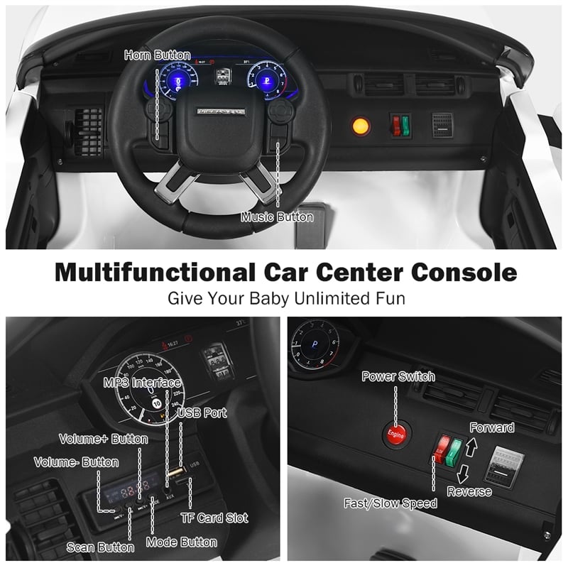 12V Licensed Land Rover Kid Ride On Car 2-Seater Electric Vehicle w/MP3 White PP
