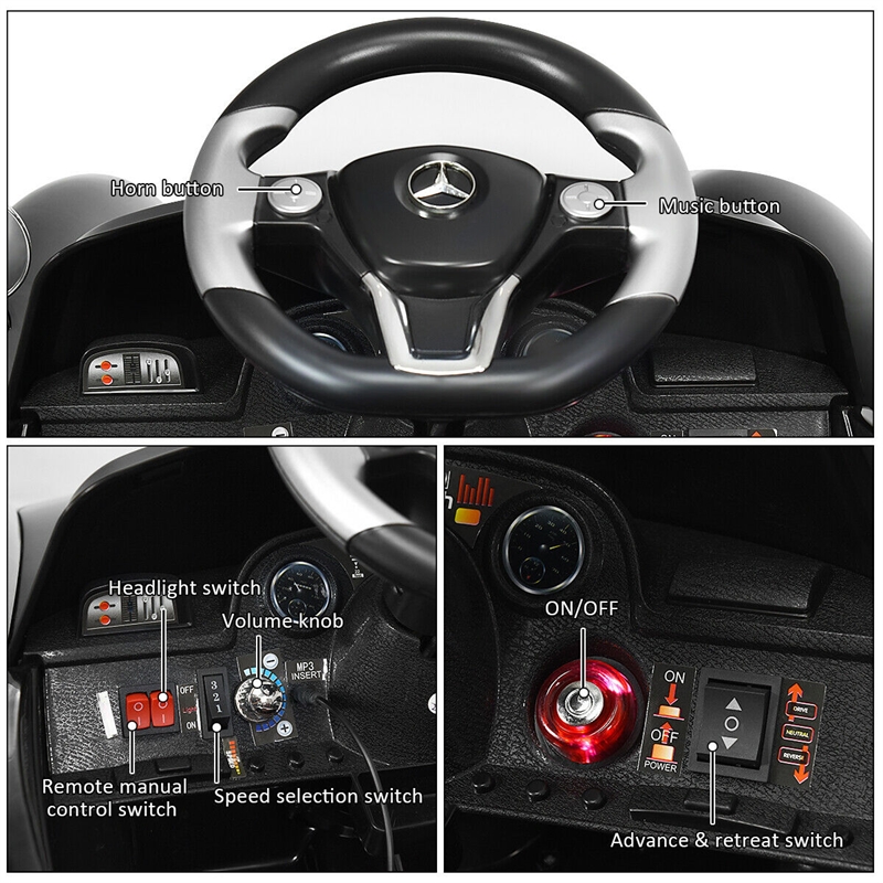 Black MERCEDES BENZ 300SL AMG RC Electric Toy Kids Baby Ride on Car Plastic