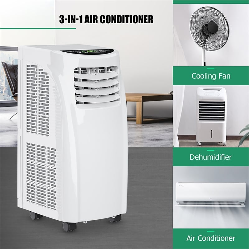 8000 BTU Air Conditioner & Dehumidifier Remote w/ Window Kit White Plastic