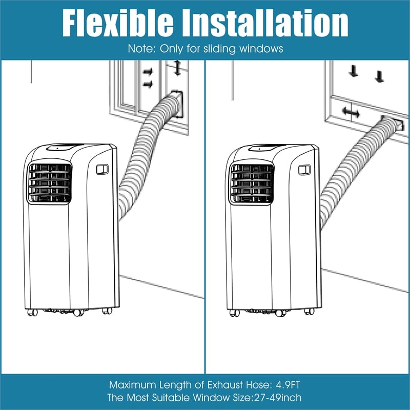 8000 BTU Air Conditioner & Dehumidifier Remote W/ Window Kit White Plastic