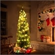 6Ft PVC Artificial Pencil Christmas Tree Slim Stand Green Home Decor Plastic