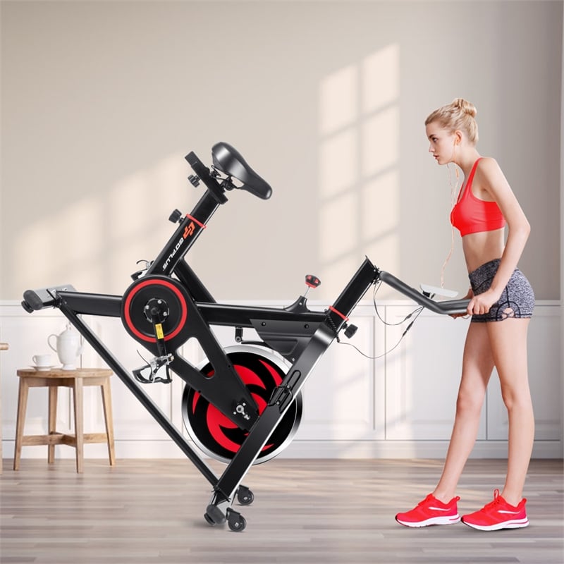 Stationary Exercise Magnetic Cycling Bike 30Lbs Flywheel Home Gym Black Metal