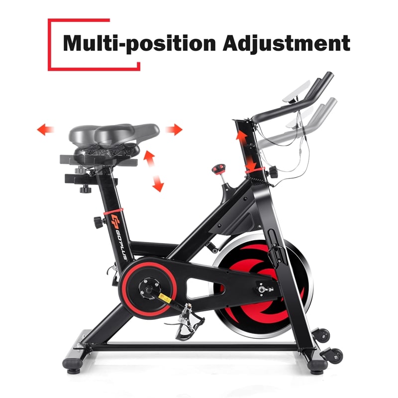 Stationary Exercise Magnetic Cycling Bike 30Lbs Flywheel Home Gym Black Metal