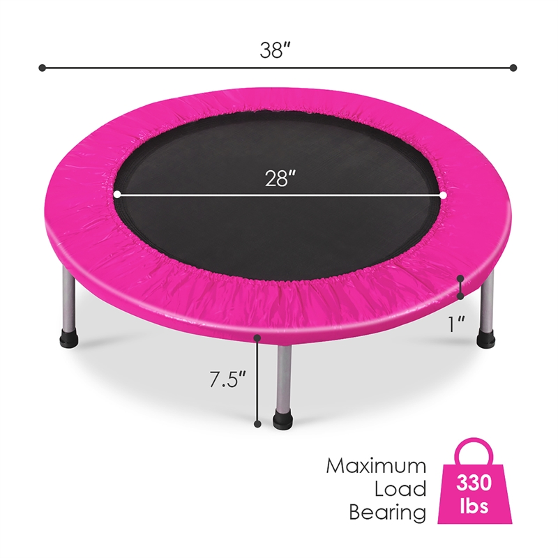 38'' Rebounder Trampoline Adults and Kids Exercise Workout w/Padding Pink Metal