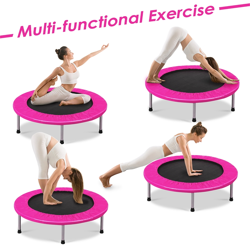 38'' Rebounder Trampoline Adults and Kids Exercise Workout w/Padding Pink Metal