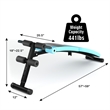 SuperFit Folding Weight Bench Adjustable Sit-up Board Curved Bench Blue Leather
