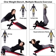 SuperFit Folding Weight Bench Adjustable Sit-up Board Slant Bench Red Leather