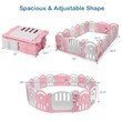 18-Panel Baby Playpen Activity Center Playard withMusic Box Pink Plastic