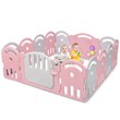 Costway 14-Panel Baby Playpen Activity Center Playard Pink Gray Plastic